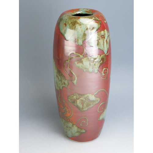 1060 - Claire Woodall Studio Pottery Vase, 35.5cm, impressed and painted marks dated 2001