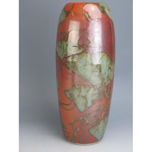 1060 - Claire Woodall Studio Pottery Vase, 35.5cm, impressed and painted marks dated 2001