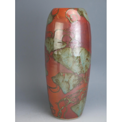 1060 - Claire Woodall Studio Pottery Vase, 35.5cm, impressed and painted marks dated 2001