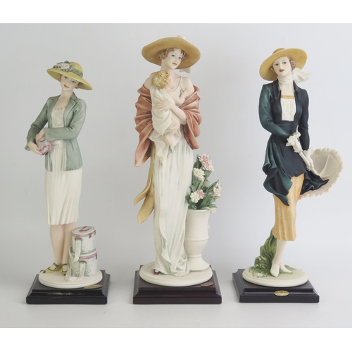 1070 - Florence porcelain, three figurines complete with COA's all boxed.