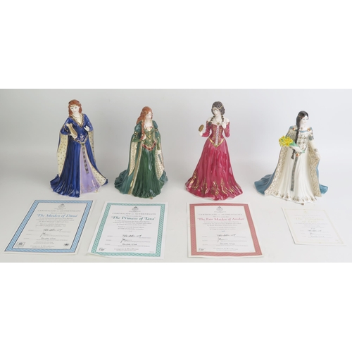 1089 - Four Royal Worcester figurines, includes 'Fair Maiden of Astolat', 'The Princess of Tara', 'The Daug... 