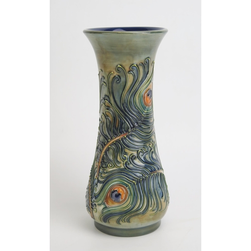 1106 - A Moorcroft pottery vase of waisted form with 'Phoenix' pattern tubeline decoration, 21c, high.