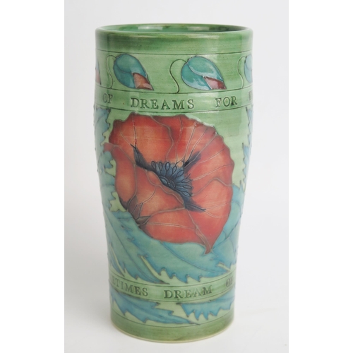 1116 - A Dennis China Works Poppy pattern vase, inscribed with verse, 19cm high