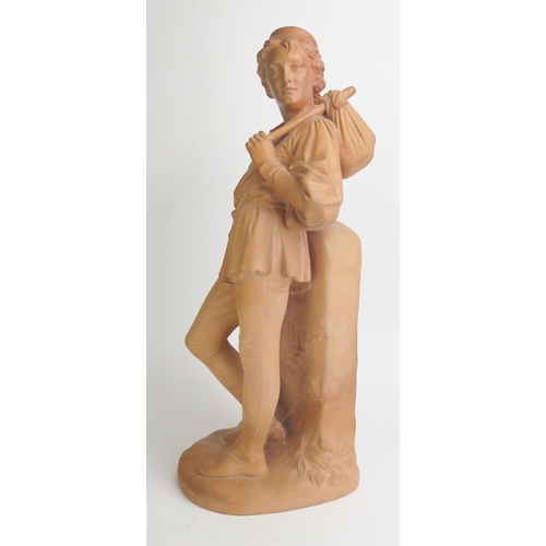 1135 - A Torquay Terracotta Company figure of Dick Whittington, after C.B.Birch, dated 1873, for Art Union ... 