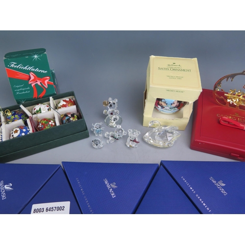 1195 - A collection of Swarovski crystal Christmas ornaments, a Georg Jensen gold plated Christmas tree orn... 