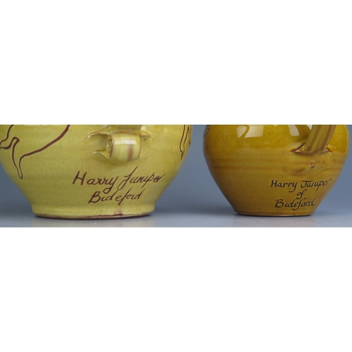 1211 - Two Harry Juniper Terracotta Harvest Jugs, tallest 16cm high 'Golden Hinde Appledore 1973'