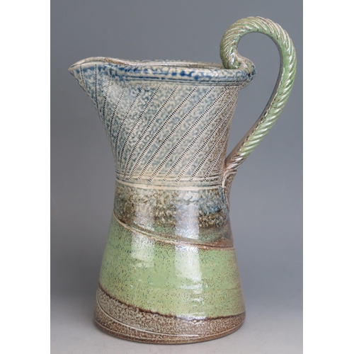 1216 - Jane Hamlyn (b.1940) _ A Studio Pottery Stoneware Salt Glazed Jug, 26cm, impressed mark