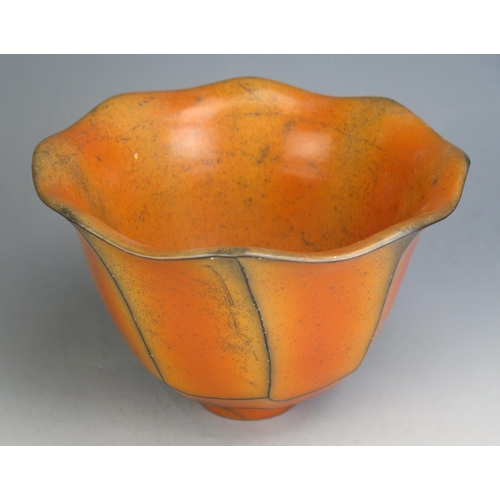 1224 - John Nuttgens (b.1948) _ A Raku Bowl, 19.5cm diam. x 12.5cm high, impressed mark