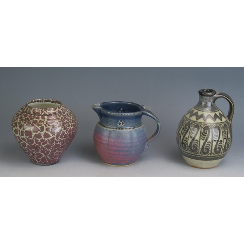 1226 - A Selection of Studio Pottery including a Chris Lewis stoneware jug (16cm high), St. Agnes pottery s... 