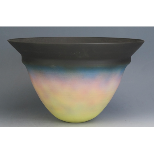 1227 - Peter Lane _ A Studio Pottery Bowl with ombre decoration, 26cm diam. x 16cm high, incised mark