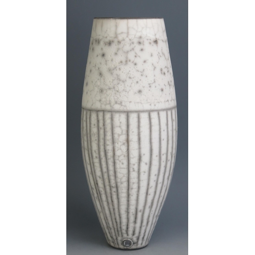 1232 - Tim Andrews (b.1960) _ A Large Studio Pottery Raku Vase, 39cm tall, impressed mark