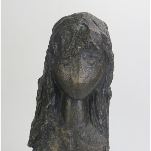 1246 - Willi Soukop (Austrian 1907-1995) half length female bust with long hair, bronze, signed to the unde... 