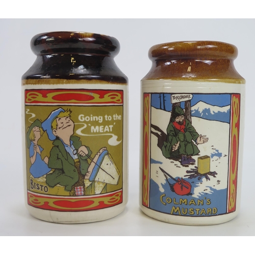 1278 - Two stoneware advertising jars, 'Colman's Mustard' and 'Bisto'. 23cm high