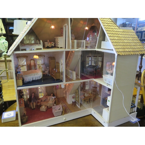 1395 - The Barrington Dolls House by Artply modelled after a real American town house, fully furnished and ... 