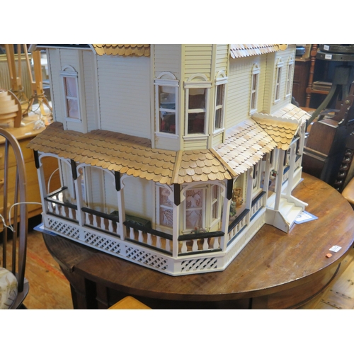 1395 - The Barrington Dolls House by Artply modelled after a real American town house, fully furnished and ... 