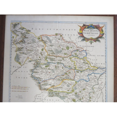 1499 - Robert Morden, a hand coloured map 'The West Riding of Yorkshire, F & G 36 x 42cm, and a  reproducti... 