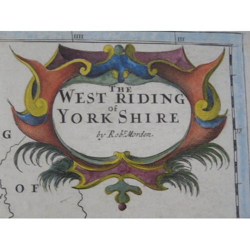 1499 - Robert Morden, a hand coloured map 'The West Riding of Yorkshire, F & G 36 x 42cm, and a  reproducti... 