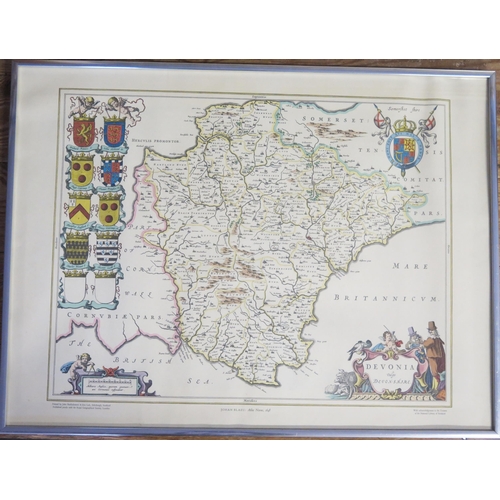 1500A - After Johan Blaeu, reproduction map of Devonshire, 42 x 50cm F & G.