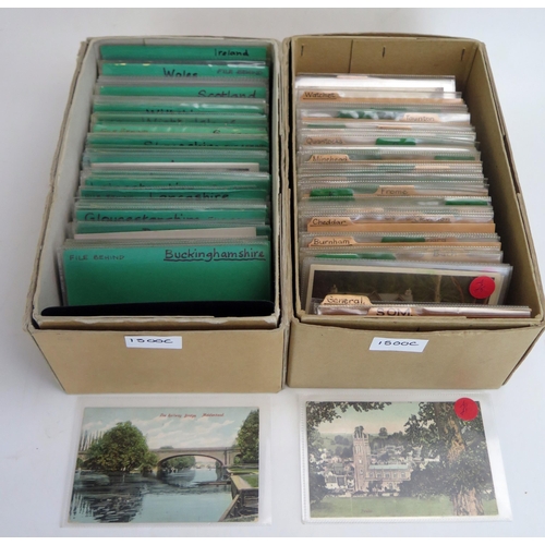 1500C - Two boxes of assorted postcards all topographical mostly southern England,