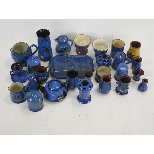 1645 - A Selection of Torquay Ware including Kingfisher pattern, largest vase 20cm