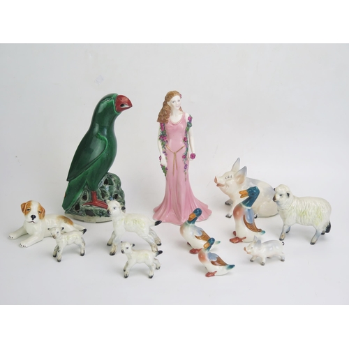 1659 - A collection of Beswick and other animals, together with a Royal Worcester figurine, 'Ophelia' and a... 