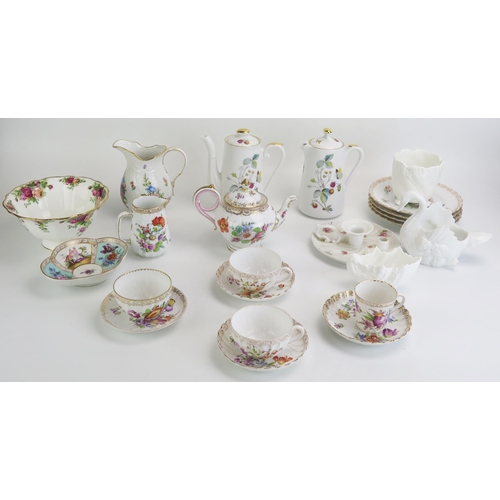 1663 - A collection of Royal Worcester and German porcelain tea wares, etc