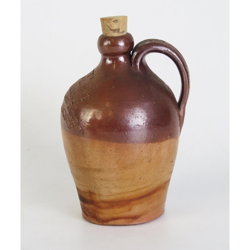 1672 - A small salt glaze flagon, impressed Abbott & Co, Devonport, 13.5cm high