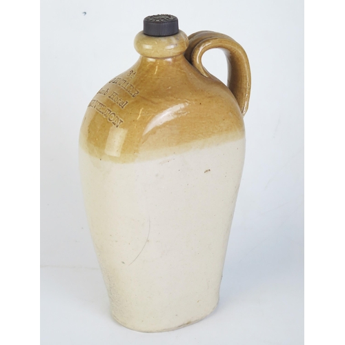 1676 - A stoneware flagon impressed 'J H Tarr, Lamb Hotel, Dulverton, 27cm high.