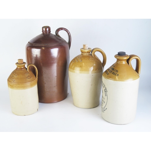 1679 - Four assorted stoneware flagons,  various sizes, impressed 'Mackintosh Bros Ltd, Plumstead', 'Charle... 