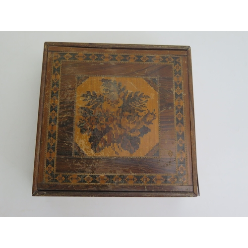 1705 - A Victorian Tunbridge Ware Box, c. 15cm sq.