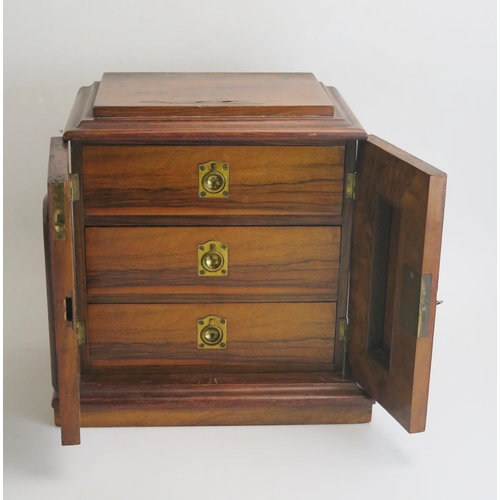 1728 - A 19th Century Walnut Three Drawer Table Top Cabinet, 42.5(w)x32(h)x21(d)cm