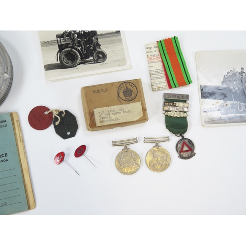 1797 - A World War II pair of medals. War and Defence Medals, RAF Service and Release Book, photographs, an... 