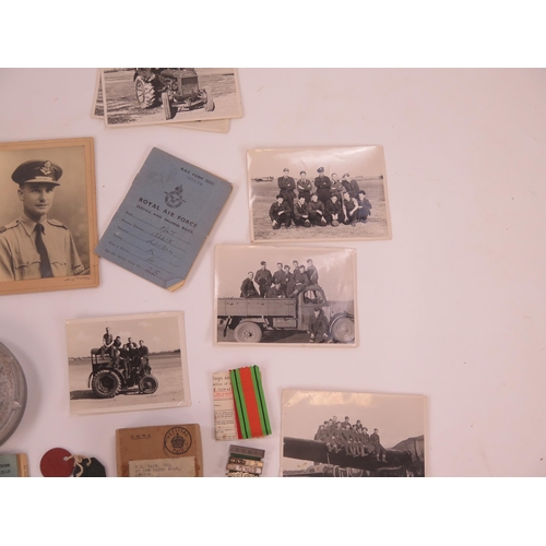 1797 - A World War II pair of medals. War and Defence Medals, RAF Service and Release Book, photographs, an... 