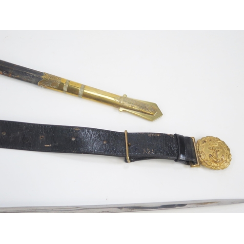 1800 - A George V naval officers sword, by Wilkinson, with 80cm fullered blade with etched Royal Cypher and... 