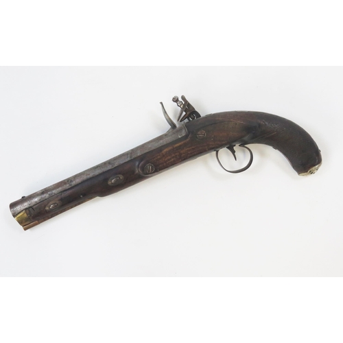 1804 - Twigg, London, a late 18th century flintlock pistol, 24cm sighted steel barrel, fully stocked, with ... 