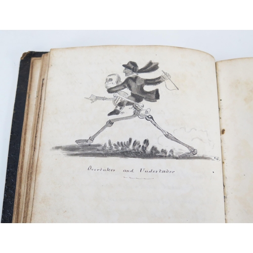 1809 - An early 19th century personal scrap book, with watercolours, pen and ink cartoons, national flags, ... 