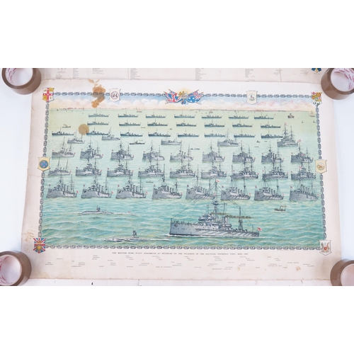 1815 - Two Edwardian polychrome prints of Naval reviews, at Spithead 1907 and the Solent 1907, unmounted an... 