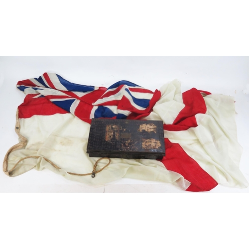 1831 - A large Royal Naval white ensign, indistinctly stenciled, 360cm x 170cm. together with a Gieve, Matt... 