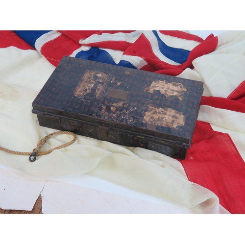 1831 - A large Royal Naval white ensign, indistinctly stenciled, 360cm x 170cm. together with a Gieve, Matt... 