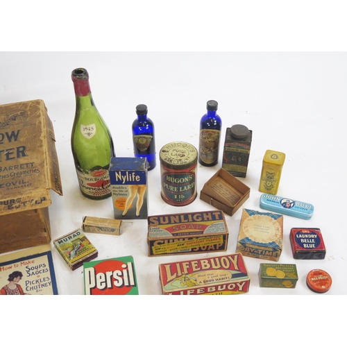 1840 - A collection of vintage advertising materials including bottles, soaps, pencils, manicure set, butte... 