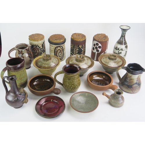 1850A - A Selection of Studio Pottery including four storage jars