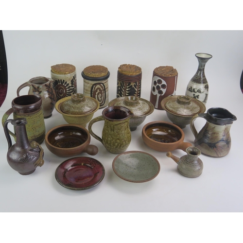 1850A - A Selection of Studio Pottery including four storage jars