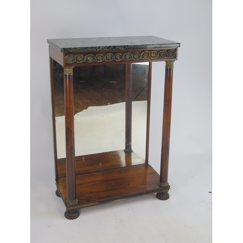 808 - A 19th Century French Empire Style Pier Table with marble top and mirror plate below, 91(h)x63(w)x33... 