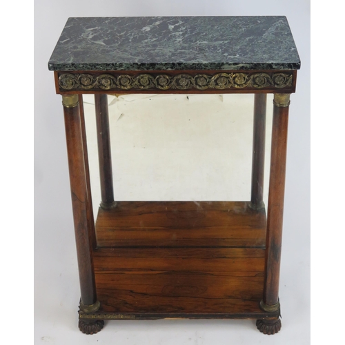 808 - A 19th Century French Empire Style Pier Table with marble top and mirror plate below, 91(h)x63(w)x33... 