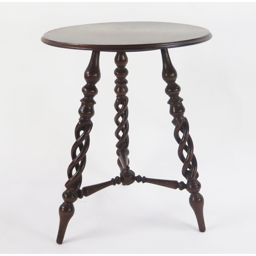 815 - A Victorian Mahogany Occasional Table raised on tripod open barley twist legs, 59cm high