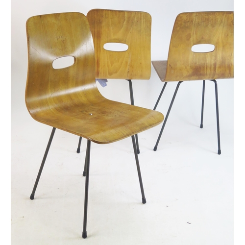 845 - A Set of Four Robin Day Q-Rod Dining Chairs