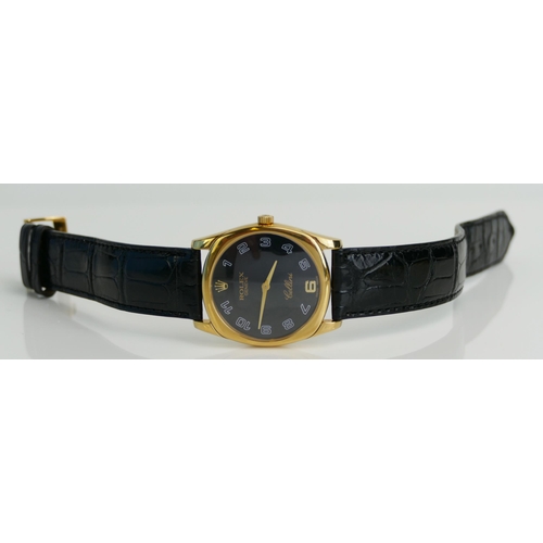 1 - A Rolex Cellini 18K Gold Dress Watch, ref. 4233/B, no. K659246, the 34mm case with black dial and Ar... 