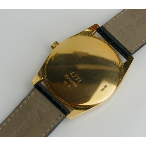 1 - A Rolex Cellini 18K Gold Dress Watch, ref. 4233/B, no. K659246, the 34mm case with black dial and Ar... 