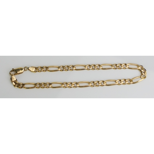 100 - A 14K Gold Figaro Link Anklet Chain, 24.5cm, stamped ITALT 14KT, 11.32g