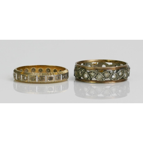 130 - A 9ct Gold and White Gem Eternity Ring (size N.5, stamped 375, 2g) and a 9ct gold and silver eternit... 